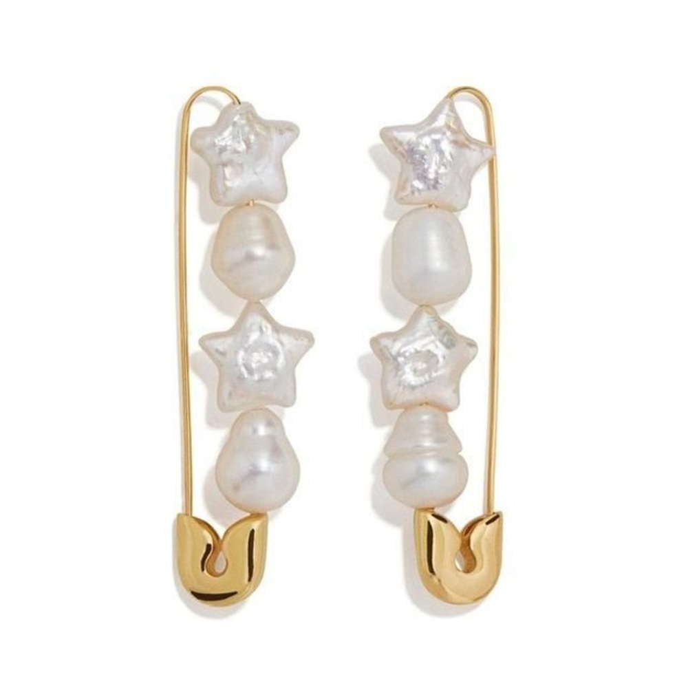 Designer Inspired Pearl Paperclip Earrings